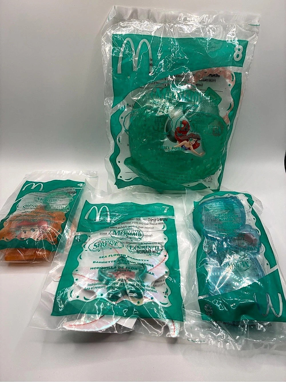 McDonald's The Little Mermaid Happy Meal Toys Set Green & Orange